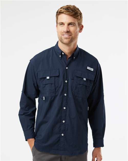 Columbia 212463 Men's PFG Bahama II Shirt - Collegiate Navy - model front