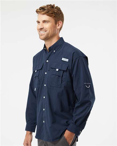 Columbia 212463 Men's PFG Bahama II Shirt - Collegiate Navy - model side