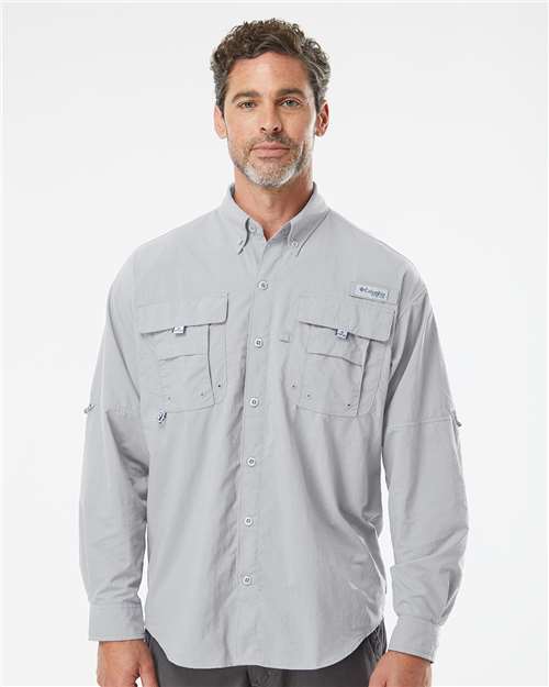 Columbia 212463 Men's PFG Bahama II Shirt - Cool Grey - model front