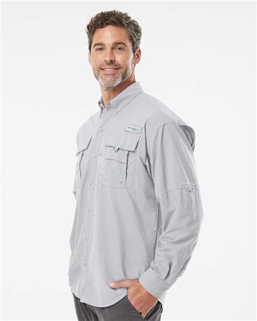 Columbia 212463 Men's PFG Bahama II Shirt - Cool Grey - model side