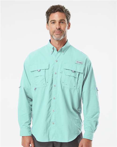 Columbia 212463 Men's PFG Bahama II Shirt - Gulf Stream - model front