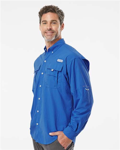 Columbia 212463 Men's PFG Bahama II Shirt - Vivid Blue - model side