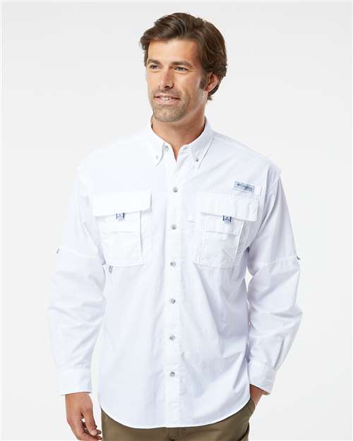 Columbia 212463 Men's PFG Bahama II Shirt - White - model front