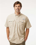 Columbia 212464 Men's PFG Bahama II Short Sleeve Shirt - Fossil - model front