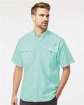 Columbia 212464 Men's PFG Bahama II Short Sleeve Shirt - Gulf Stream - model front