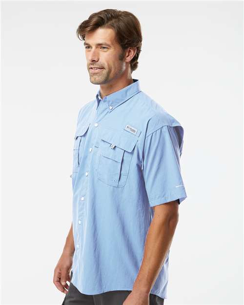 Columbia 212464 Men's PFG Bahama II Short Sleeve Shirt - Sail - model side