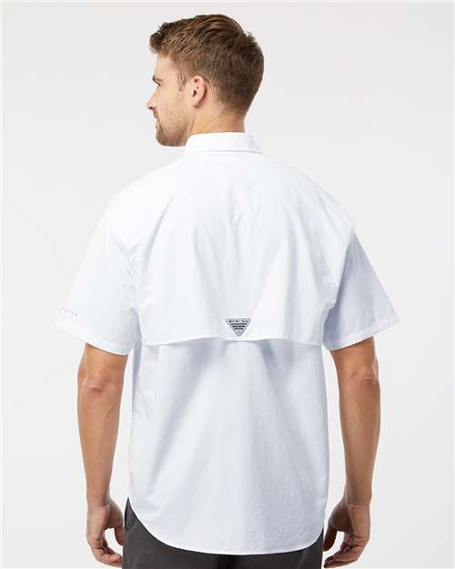 Columbia 212464 Men's PFG Bahama II Short Sleeve Shirt - White - model back