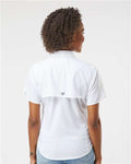 Columbia 212466 Women's PFG Tamiami II Short Sleeve Shirt - White - model back