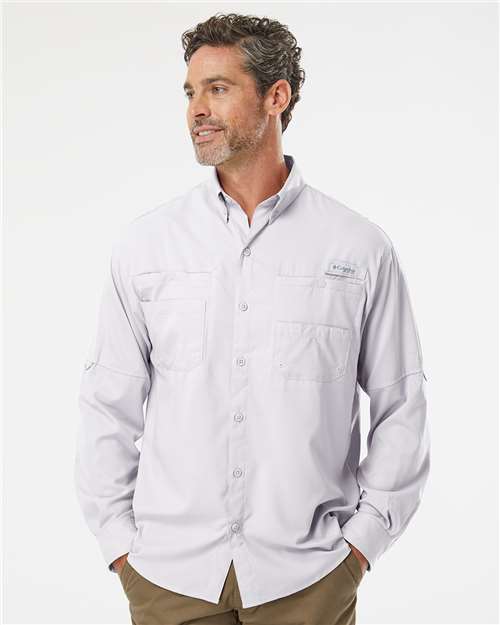 Columbia 212467 Men's PFG Tamiami II Shirt - Cool Grey - model front