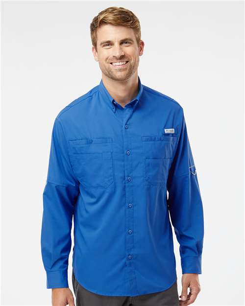 Columbia 212467 Men's PFG Tamiami II Shirt - Vivid Blue - model front