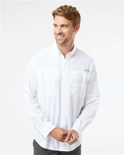 Columbia 212467 Men's PFG Tamiami II Shirt - White - model front