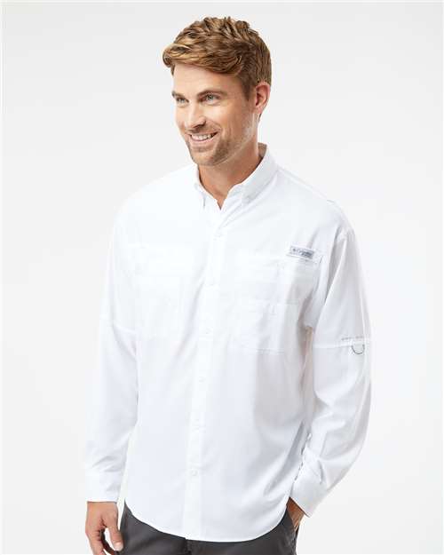 Columbia 212467 Men's PFG Tamiami II Shirt - White - model side