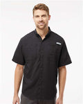 Columbia 212468 Men's PFG Tamiami II Short Sleeve Shirt - Black - model front