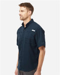 Columbia 212468 Men's PFG Tamiami II Short Sleeve Shirt - Collegiate Navy - model side