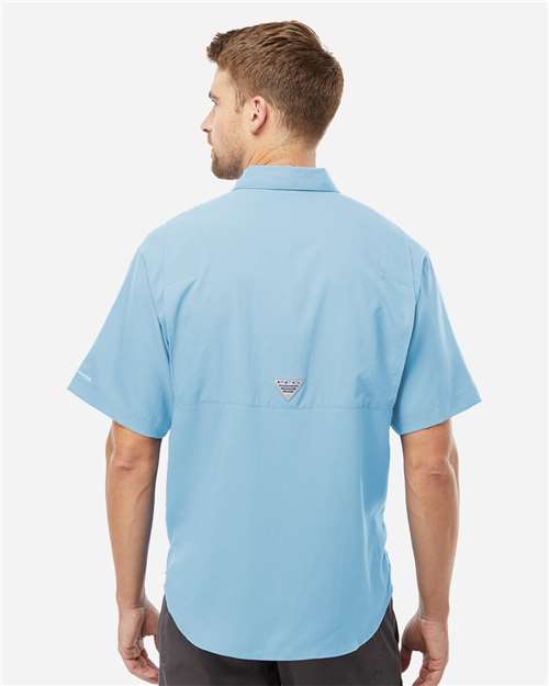 Columbia 212468 Men's PFG Tamiami II Short Sleeve Shirt - Sail - model back