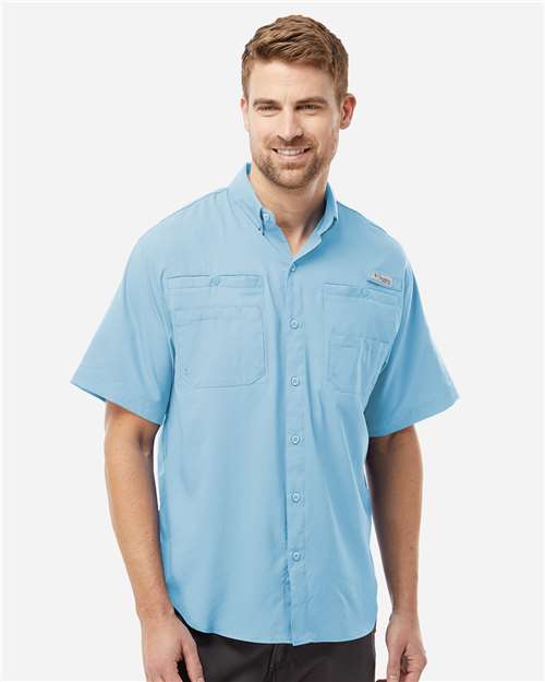 Columbia 212468 Men's PFG Tamiami II Short Sleeve Shirt - Sail - model front
