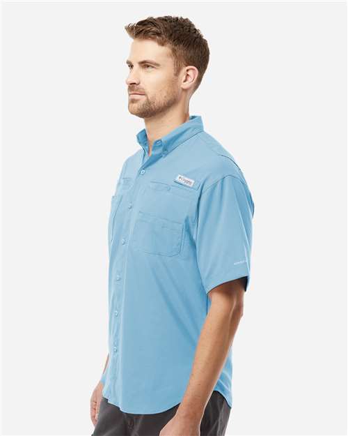 Columbia 212468 Men's PFG Tamiami II Short Sleeve Shirt - Sail - model side
