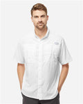 Columbia 212468 Men's PFG Tamiami II Short Sleeve Shirt - White - model front