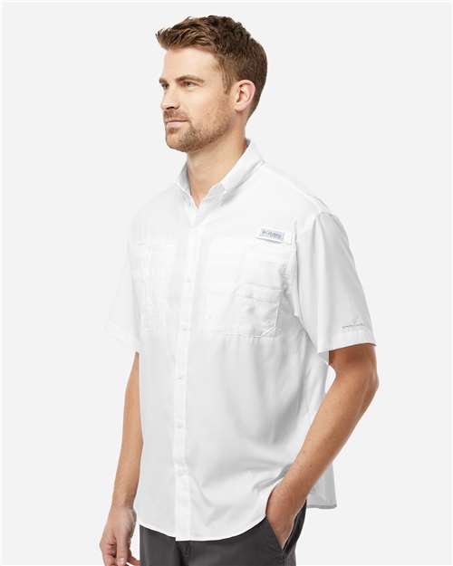 Columbia 212468 Men's PFG Tamiami II Short Sleeve Shirt - White - model side