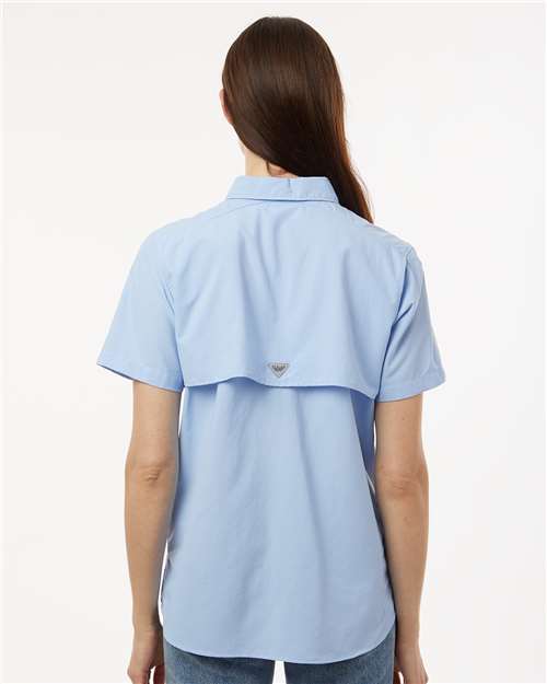 Columbia 212473 Women's PFG Bahama Short Sleeve Shirt - Sail - model back