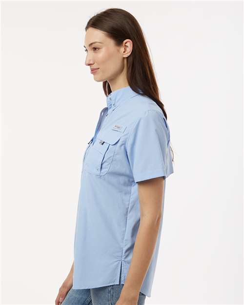 Columbia 212473 Women's PFG Bahama Short Sleeve Shirt - Sail - model side