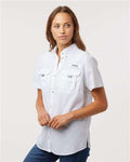Columbia 212473 Women's PFG Bahama Short Sleeve Shirt - White - model side