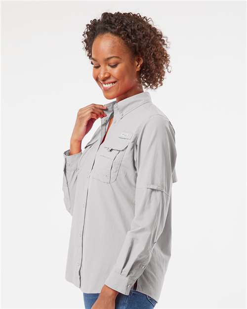 Columbia 212474 Women's PFG Bahama Shirt - Cool Grey - model side