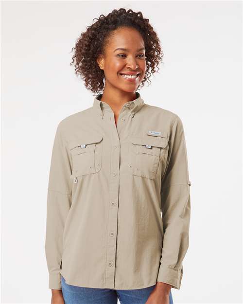Columbia 212474 Women's PFG Bahama Shirt - Fossil - model front