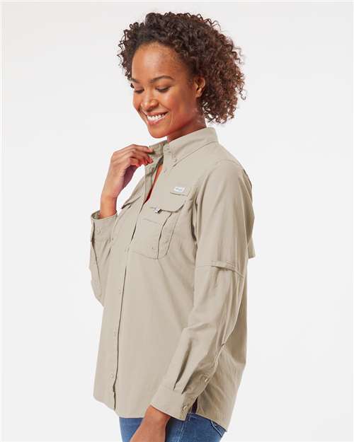 Columbia 212474 Women's PFG Bahama Shirt - Fossil - model side