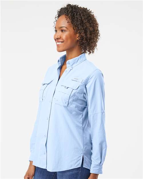 Columbia 212474 Women's PFG Bahama Shirt - Sail - model side