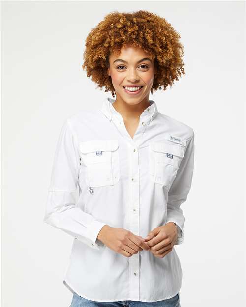 Columbia 212474 Women's PFG Bahama Shirt - White - model front