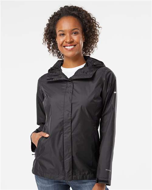 Columbia 212481 Women's Arcadia II Rain Jacket - Black - model front