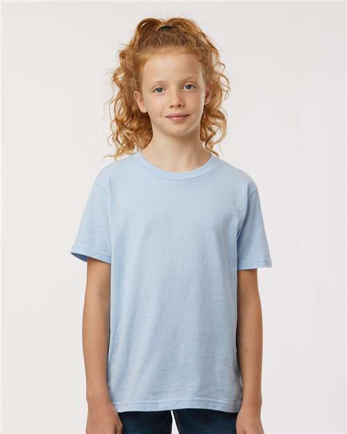 Tultex 235 Youth Fine Jersey T-Shirt - Baby Blue - model front
