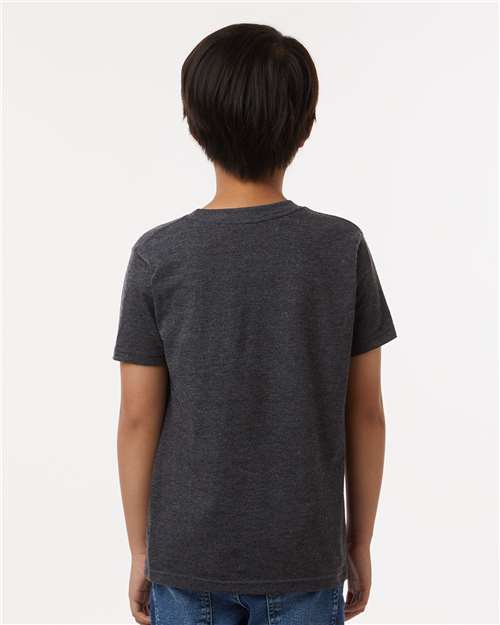 Tultex 235 Youth Fine Jersey T-Shirt - Heather Graphite - model back