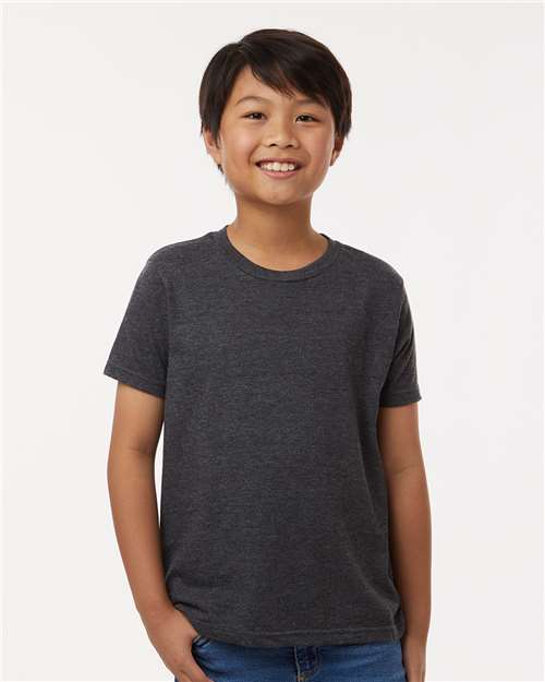 Tultex 235 Youth Fine Jersey T-Shirt - Heather Graphite - model front