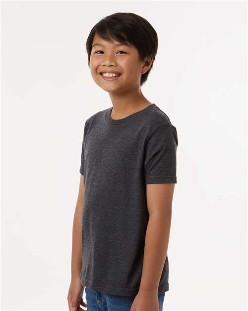 Tultex 235 Youth Fine Jersey T-Shirt - Heather Graphite - model side