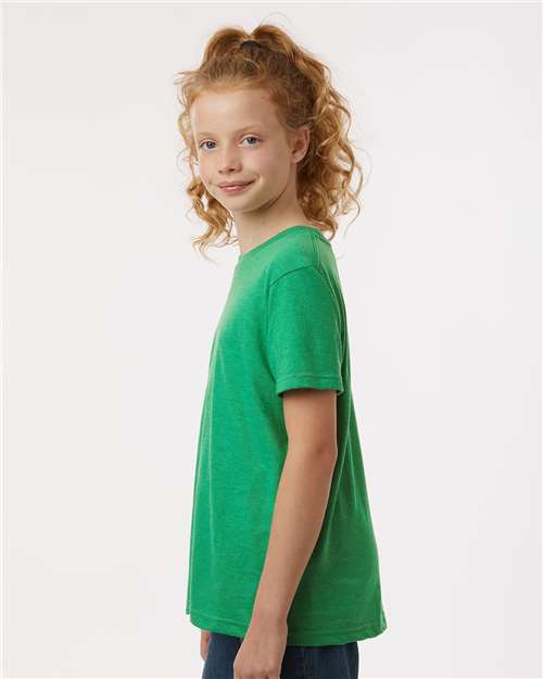 Tultex 235 Youth Fine Jersey T-Shirt - Heather Kelly - model side