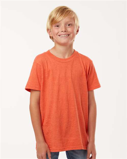 Tultex 235 Youth Fine Jersey T-Shirt - Heather Orange - model front