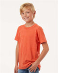 Tultex 235 Youth Fine Jersey T-Shirt - Heather Orange - model side