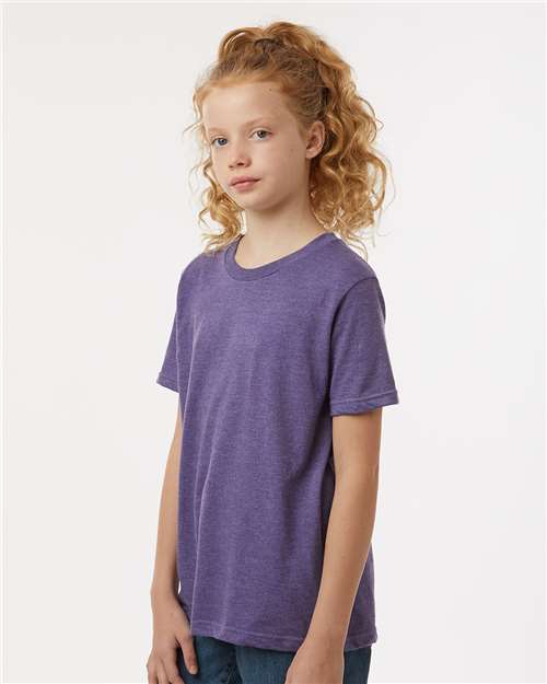 Tultex 235 Youth Fine Jersey T-Shirt - Heather Purple - model side