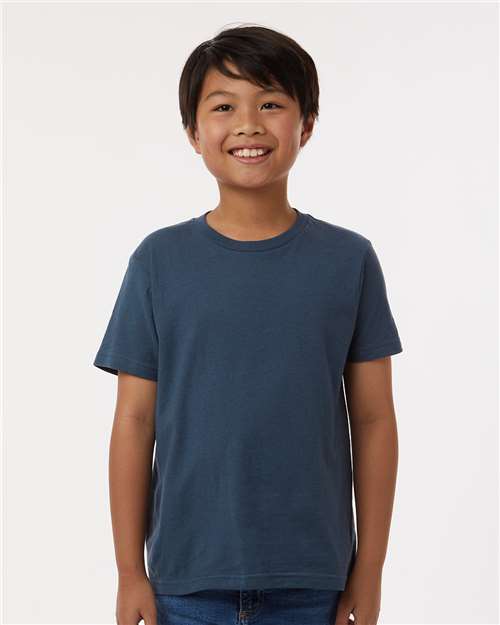 Tultex 235 Youth Fine Jersey T-Shirt - Indigo - model front