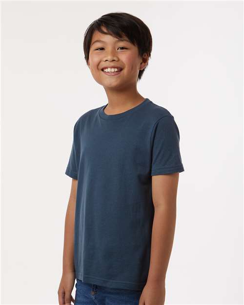 Tultex 235 Youth Fine Jersey T-Shirt - Indigo - model side