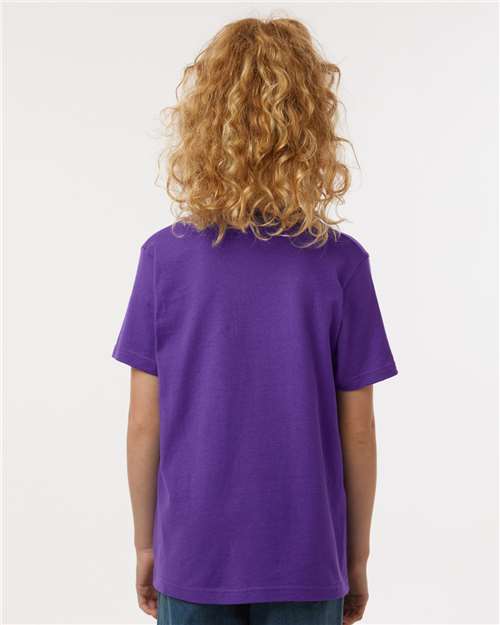 Tultex 235 Youth Fine Jersey T-Shirt - Purple - model back