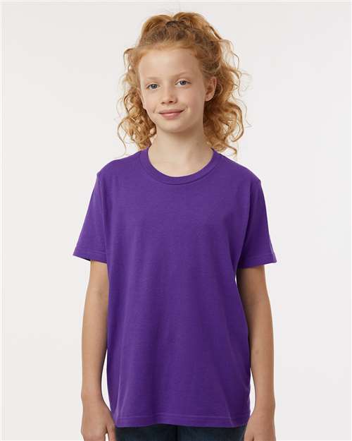 Tultex 235 Youth Fine Jersey T-Shirt - Purple - model front