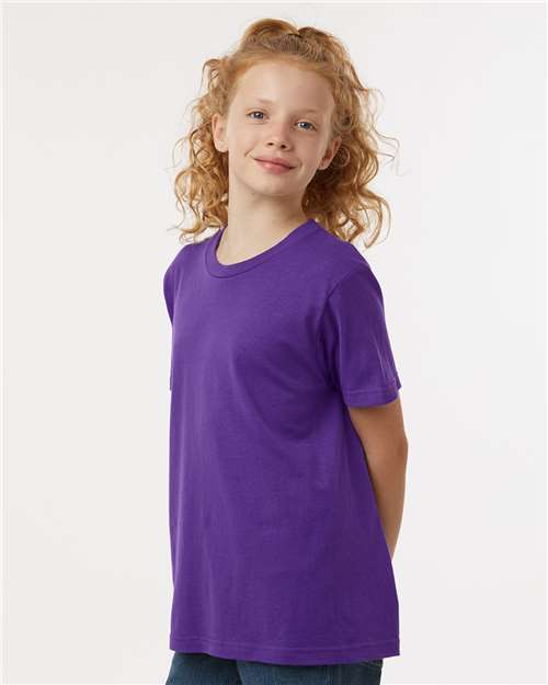 Tultex 235 Youth Fine Jersey T-Shirt - Purple - model side