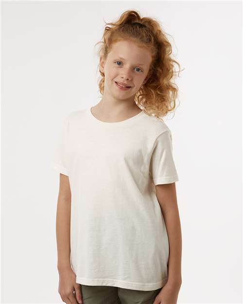 Tultex 235 Youth Fine Jersey T-Shirt - Vintage White - model front