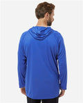 Columbia 212482 Men's PFG Terminal Tackle Hooded Long Sleeve T-Shirt - Vivid Blue/ Cool Grey - model back