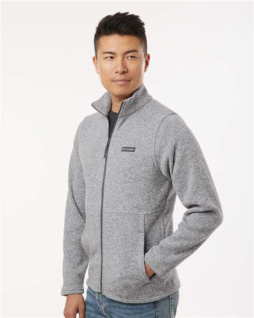 Columbia 209574 Men's Alto Pass Fleece Full-Zip Jacket - City Grey Heather - model side