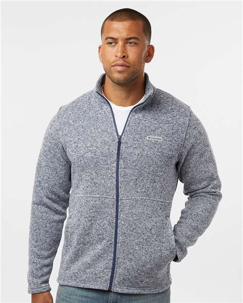 Columbia 209574 Men's Alto Pass Fleece Full-Zip Jacket - Dark Mountain Heather - model front