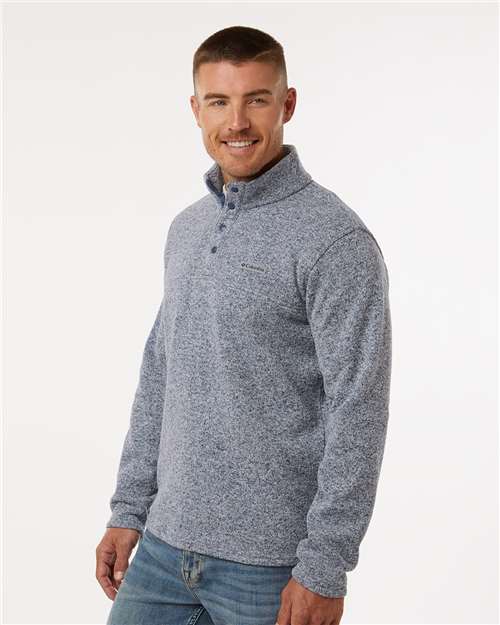 Columbia 209573 Men's Alto Pass Fleece Half-Snap Pullover - Dark Mountain Heather - model side